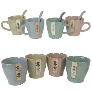 Agatha Bester Teavana Handmade Ceramic Ginza 8 Piece Tea Cup and Spoon Set